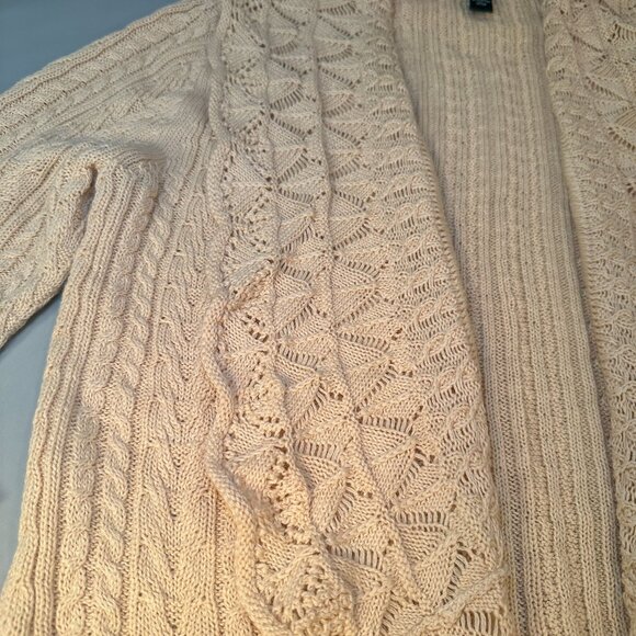 Lauren Ralph Lauren Open Front Knit Cardigan Women Scalloped Hem Sweater Knit - Picture 8 of 16